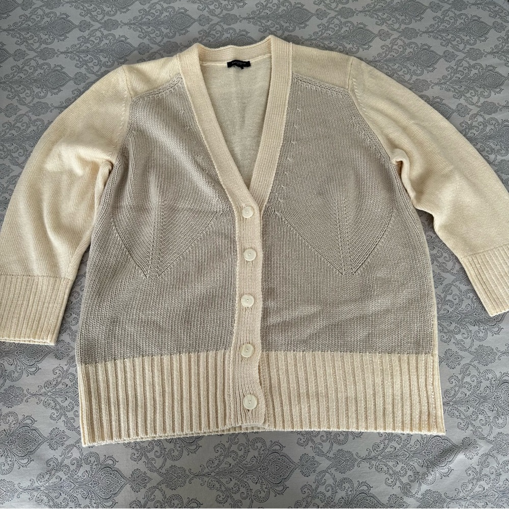 Ann Taylor Vintage Knit Button Front Cardigan Sweater Minimalist Preppy M/L